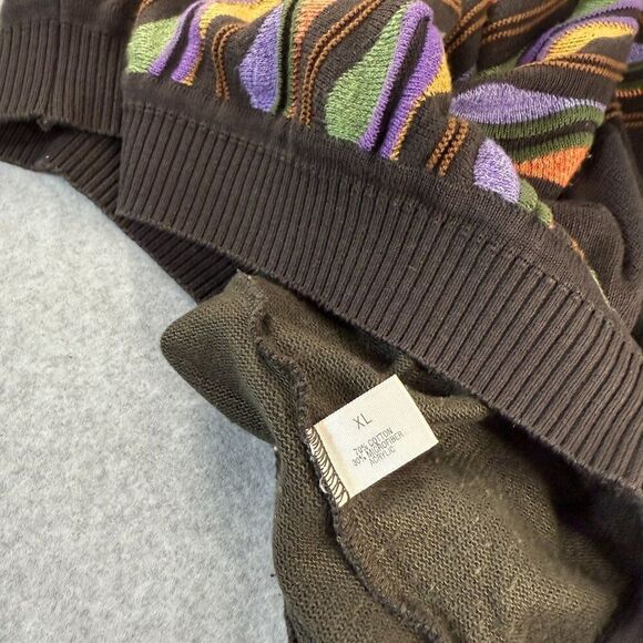 St. Croix Men's XL Colorful Geometric Pattern Sweater 3D Knit Grandpa Crewneck - Picture 7 of 12